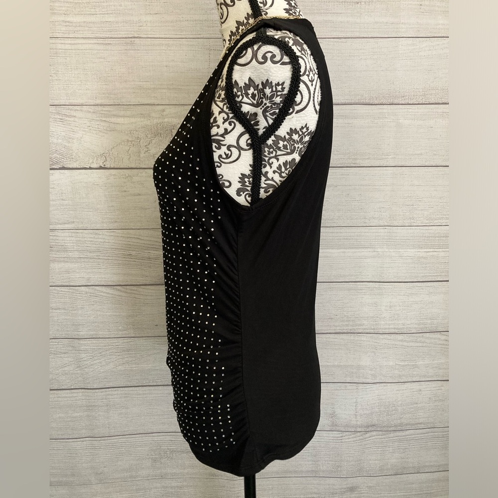 Rebecca Minkoff | Women’s Black Sleeveless Blouse With Rhinestones - Picture 3 of 7